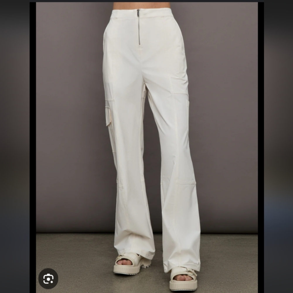 Bandier Quincy Cargo Pants Wide Leg Gardenia